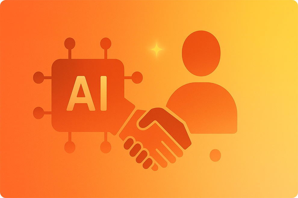 HubSpot SEO AI and human collaboration illustration